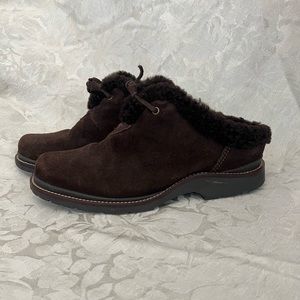 LL Bean brown suede clog size 7.5. Suede uppers faux fur lining